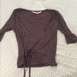 Red striped wrap top